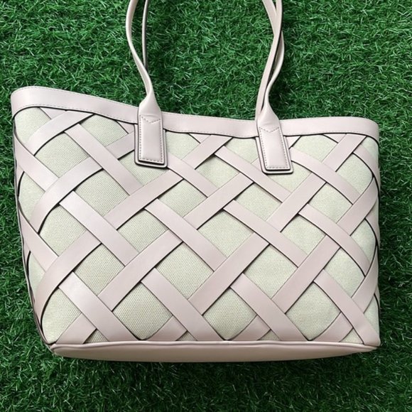 Michael Kors Sienna Large Tote Shoulder Bag Powder Blush Leather Canvas - Picture 5 of 16